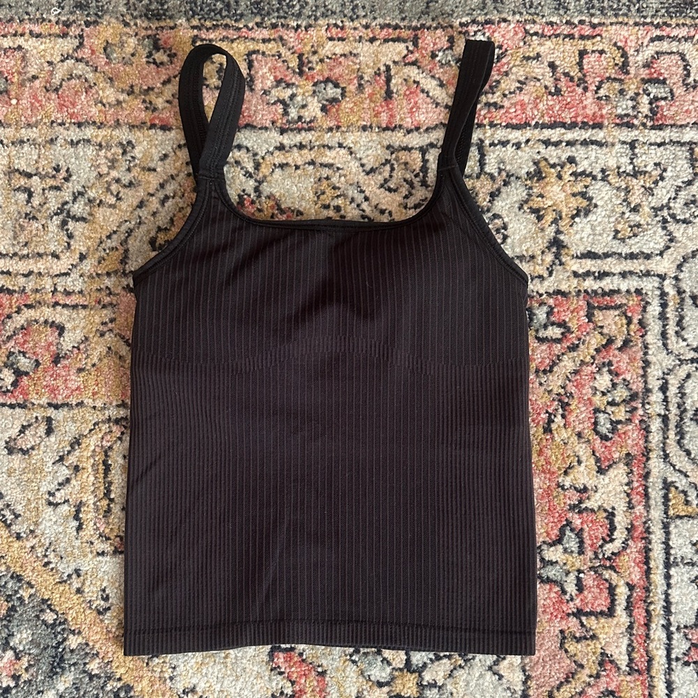 Lululemon Black Cropped Ebb to Street Tank